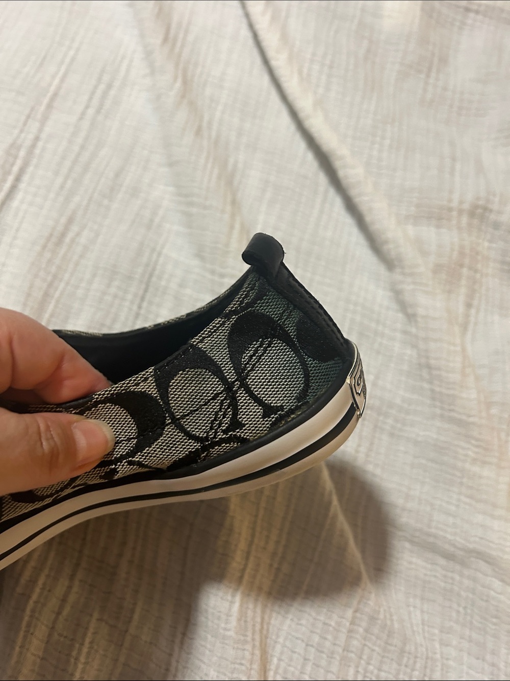 Coach Katie Canvas Slip on Black & Beige Signature Jacquard. Size 7. See pics - Picture 4 of 11